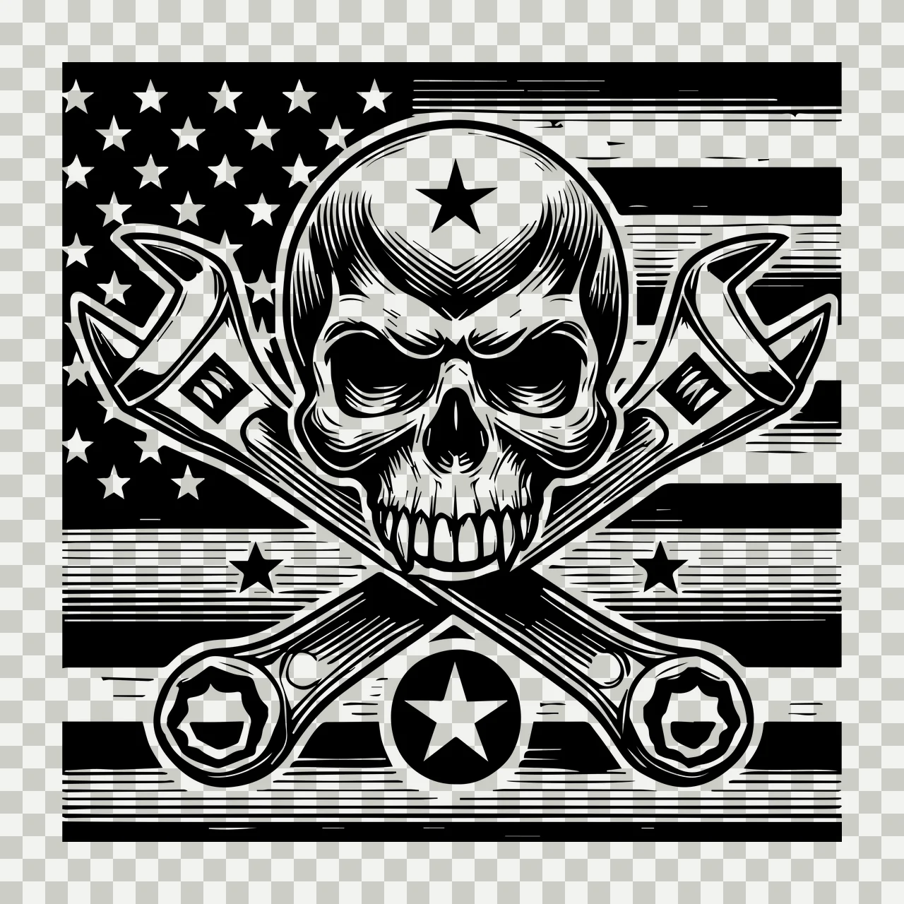 Skull And Wrench Emblem Design wrenches stars flag graphic transparency and detail preview thumbnail