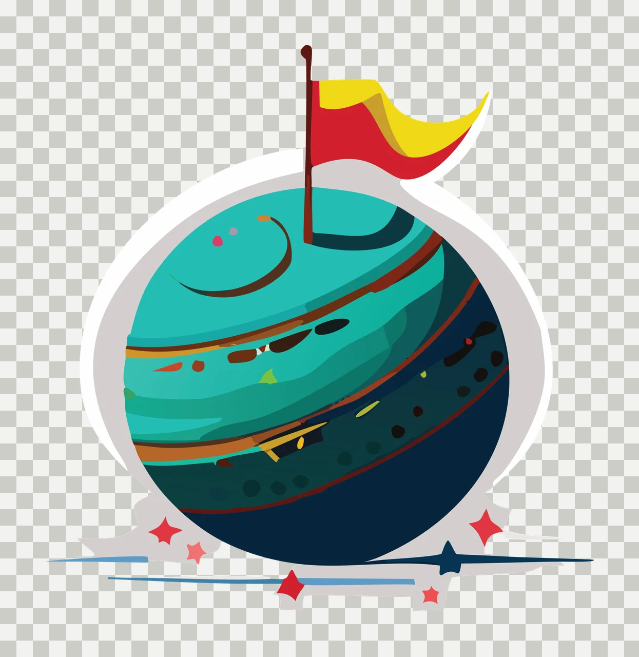 Circular Badge Graphic With Flag standing circle silhouette transparency and detail preview thumbnail