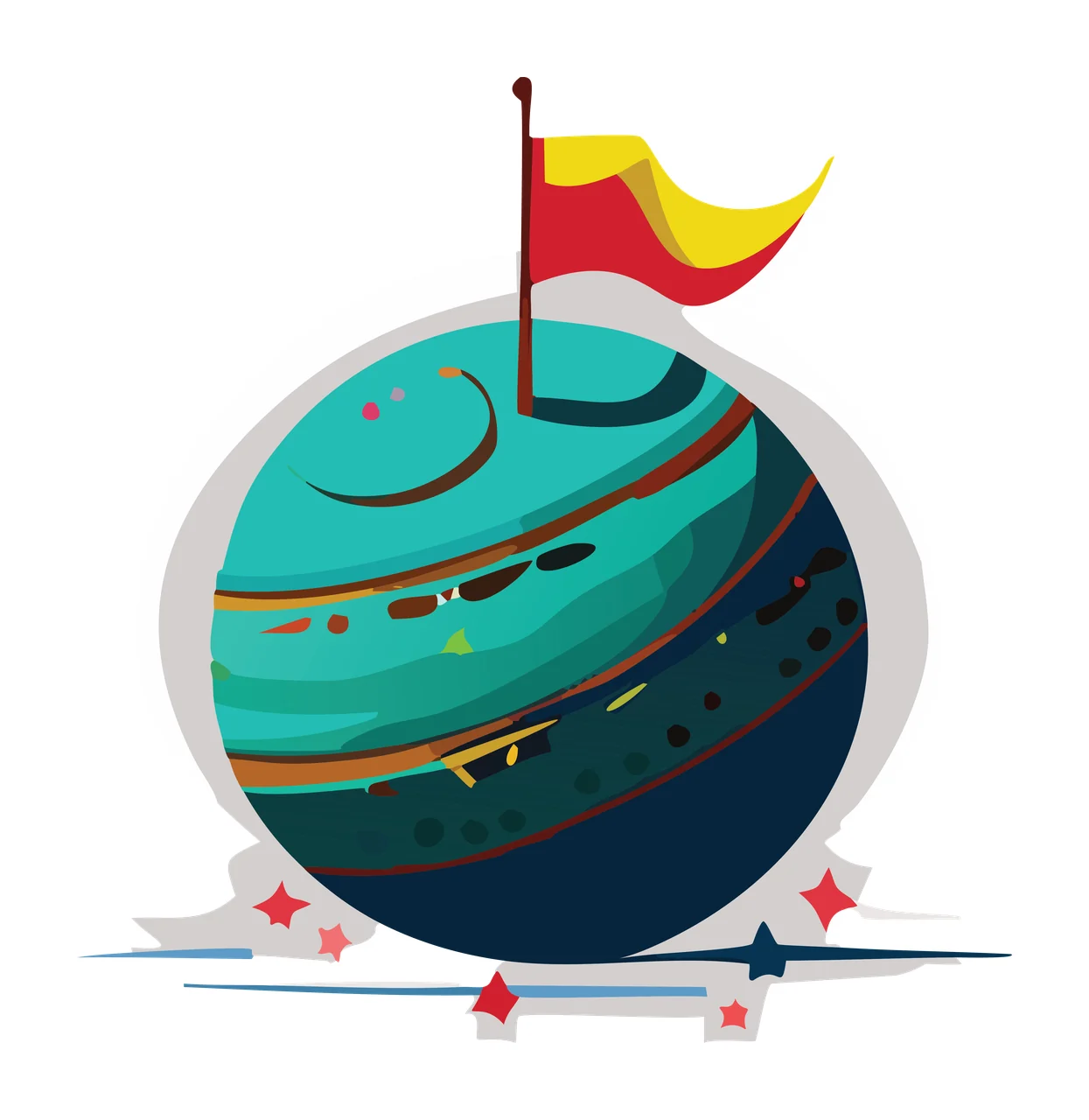 Circular Badge Graphic With Flag standing circle silhouette