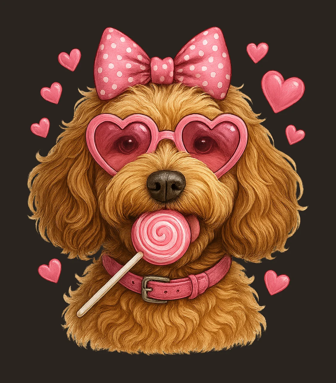 Goldendoodle Coquette Valentines Doodle Mom Design Pink Dog contrast preview thumbnail