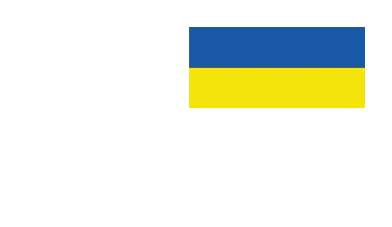 Ukraine Black Distressed Text Reading With Flag Box declaring