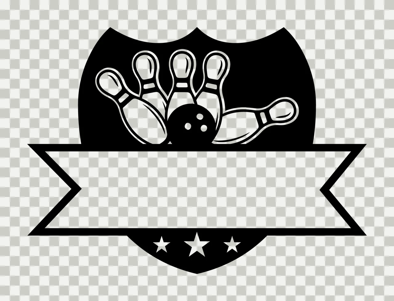 Bowling Equipment With Ball And Pins In Black transparency and detail preview thumbnail