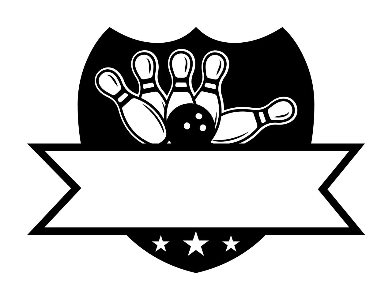 Bowling Equipment With Ball And Pins In Black