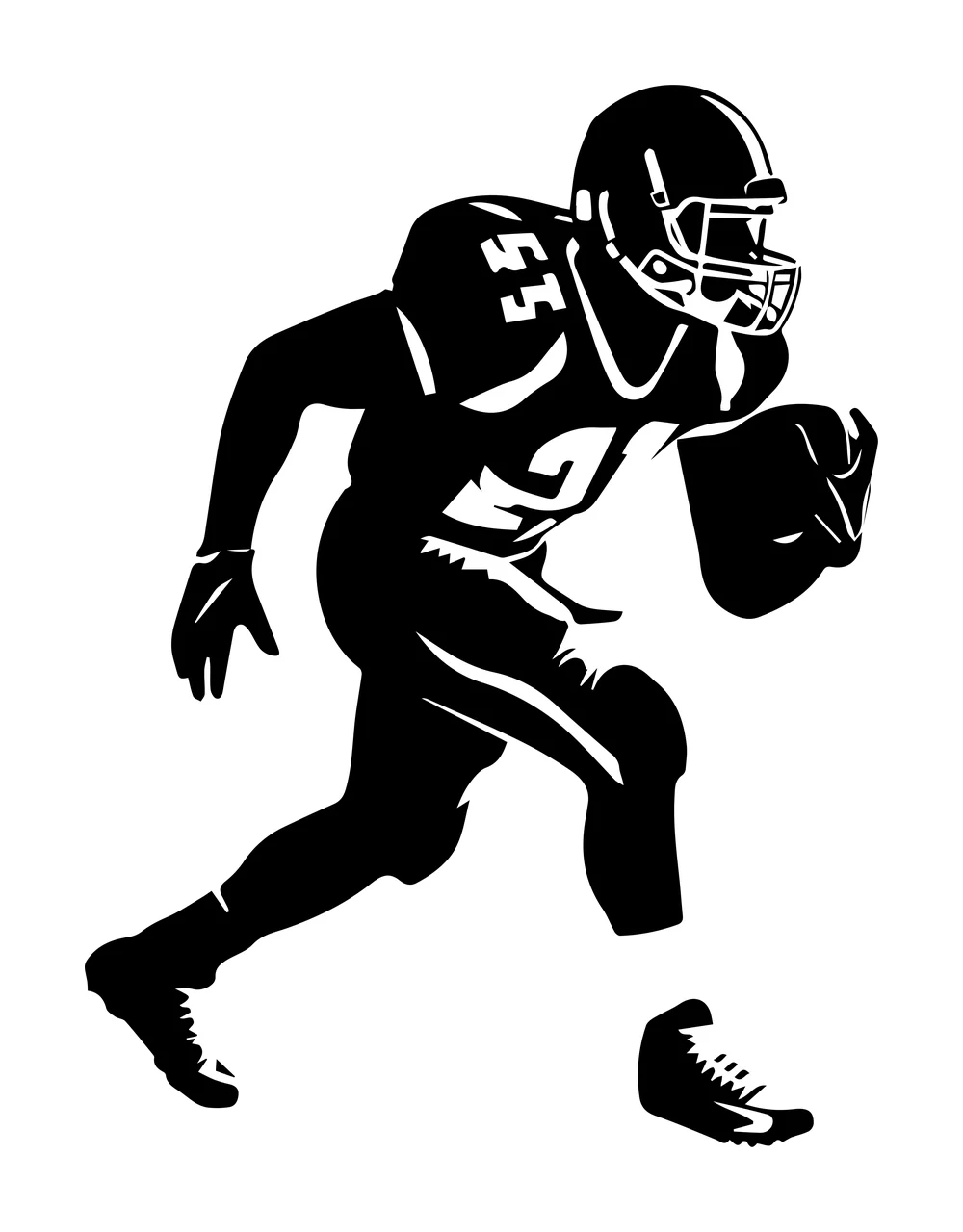 Football Player Running With Ball Silhouette helmet pads black