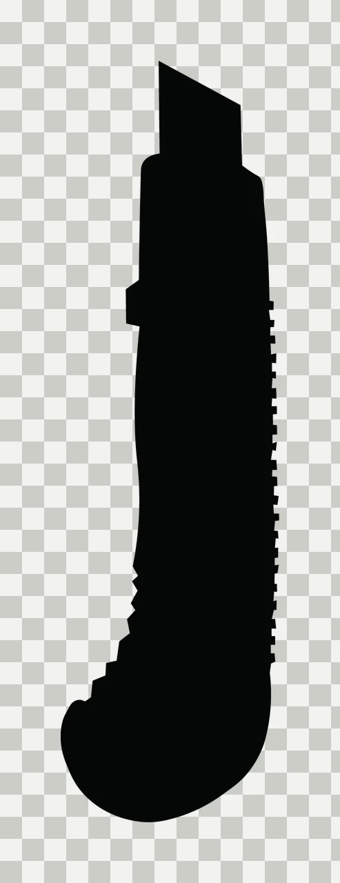 Black Silhouette Of A Utility Knife With Exposed vertical blade transparency and detail preview thumbnail