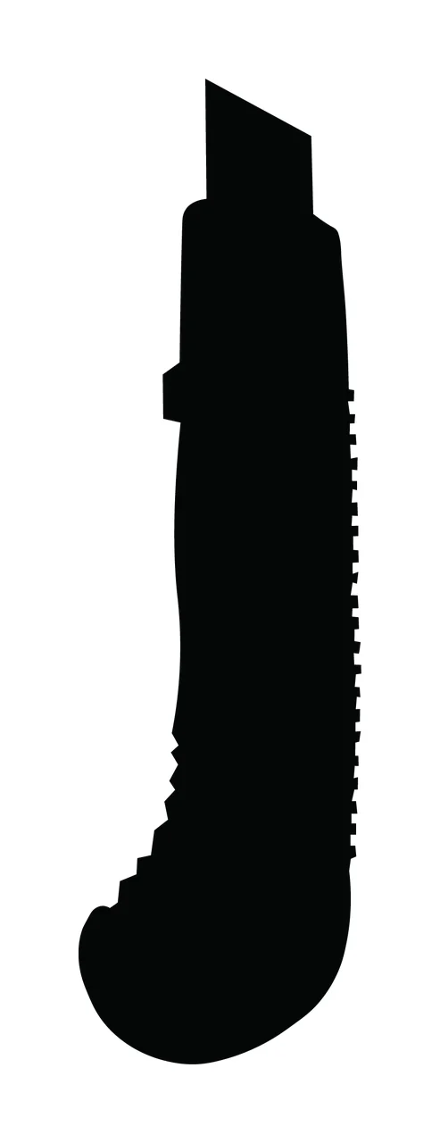 Black Silhouette Of A Utility Knife With Exposed vertical blade