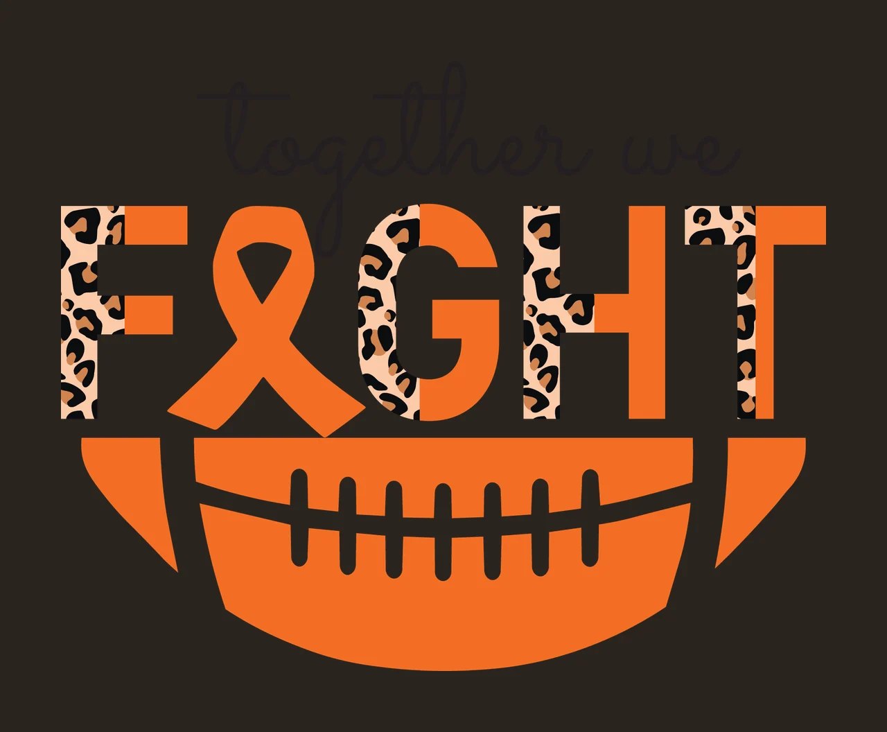 Awareness Together We Fight Football Logo support ribbon graphic contrast preview thumbnail