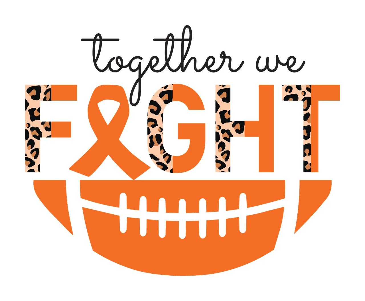 Awareness Together We Fight Football Logo support ribbon graphic