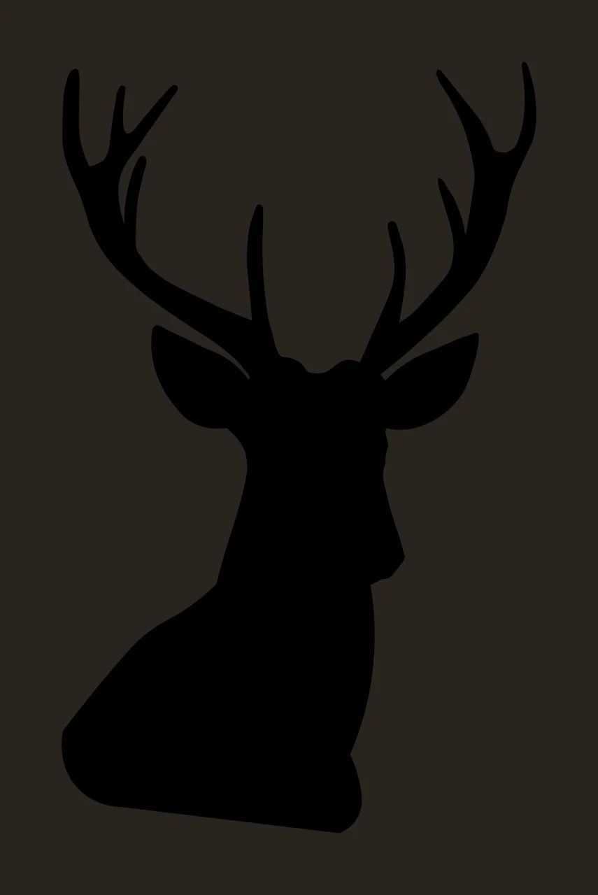 Stag Head Silhouette Facing Right deer antlers black white contrast preview thumbnail