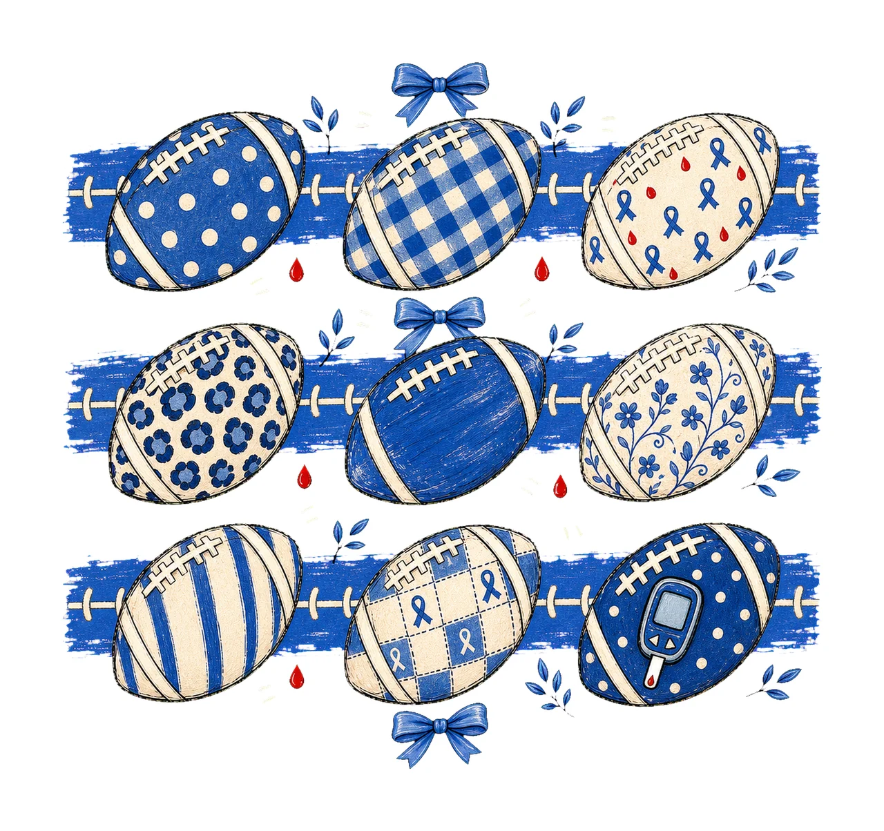 Nine Football Diabetes Awareness Patterns Variation D