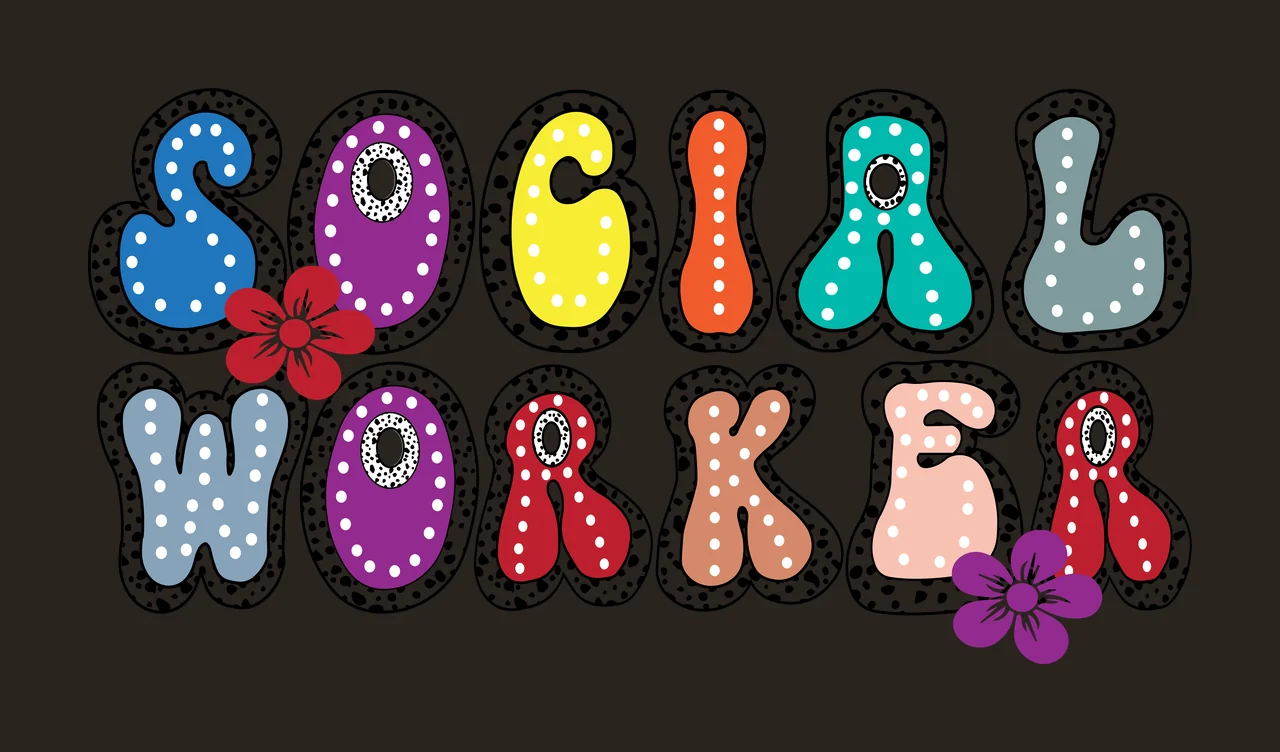 Social Worker Rounded Typography Floral Design Stylize Flower contrast preview thumbnail