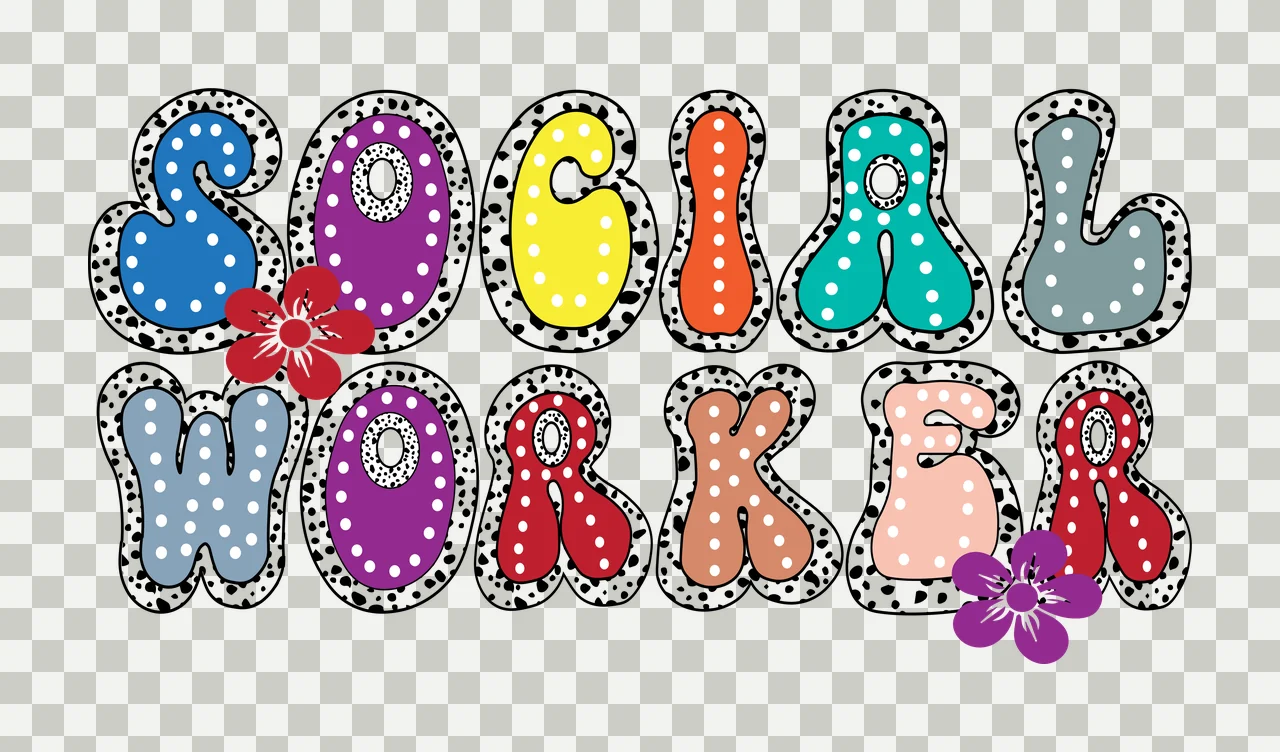 Social Worker Rounded Typography Floral Design Stylize Flower transparency and detail preview thumbnail