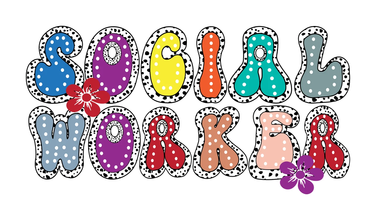 Social Worker Rounded Typography Floral Design Stylize Flower