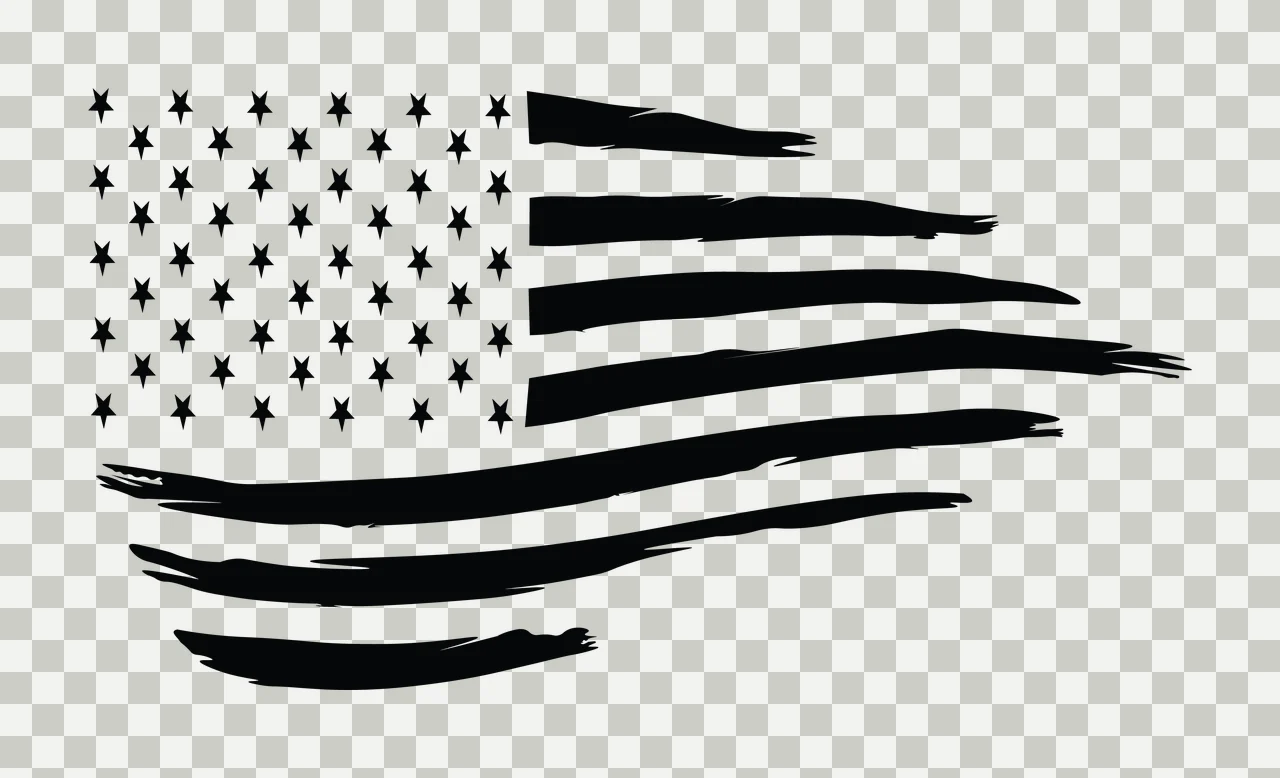 Flag Distressed Horizontal Black Silhouette white patriotic transparency and detail preview thumbnail