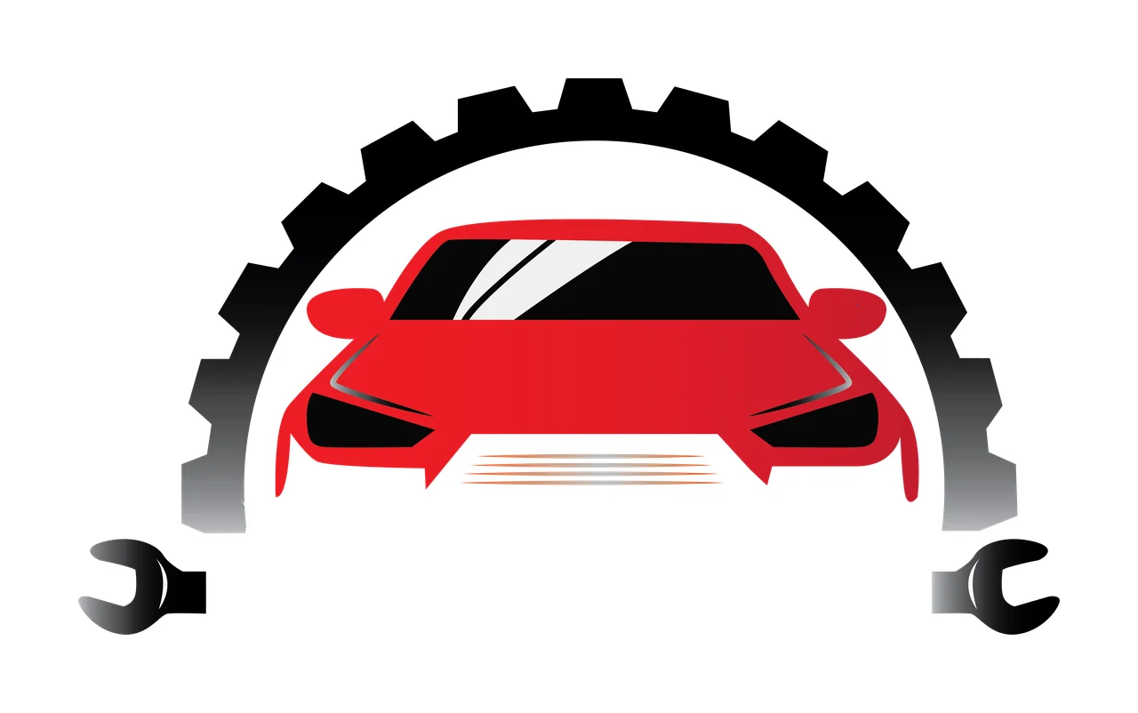 Black Silhouette Of A Car Inside Gear Arch and wrenches emblem