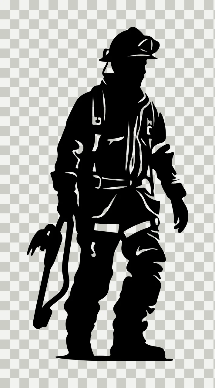 Can Glass Wrap Black Silhouette Of Firefighter transparency and detail preview thumbnail