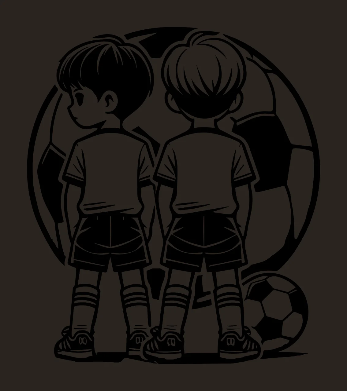 Soccer Ball Two Children Standing Before jersey shorts socks contrast preview thumbnail