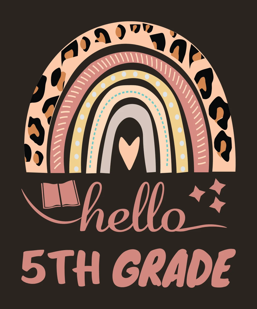 School Hello 5Th Grade Rainbow Star Book heart stars typography contrast preview thumbnail