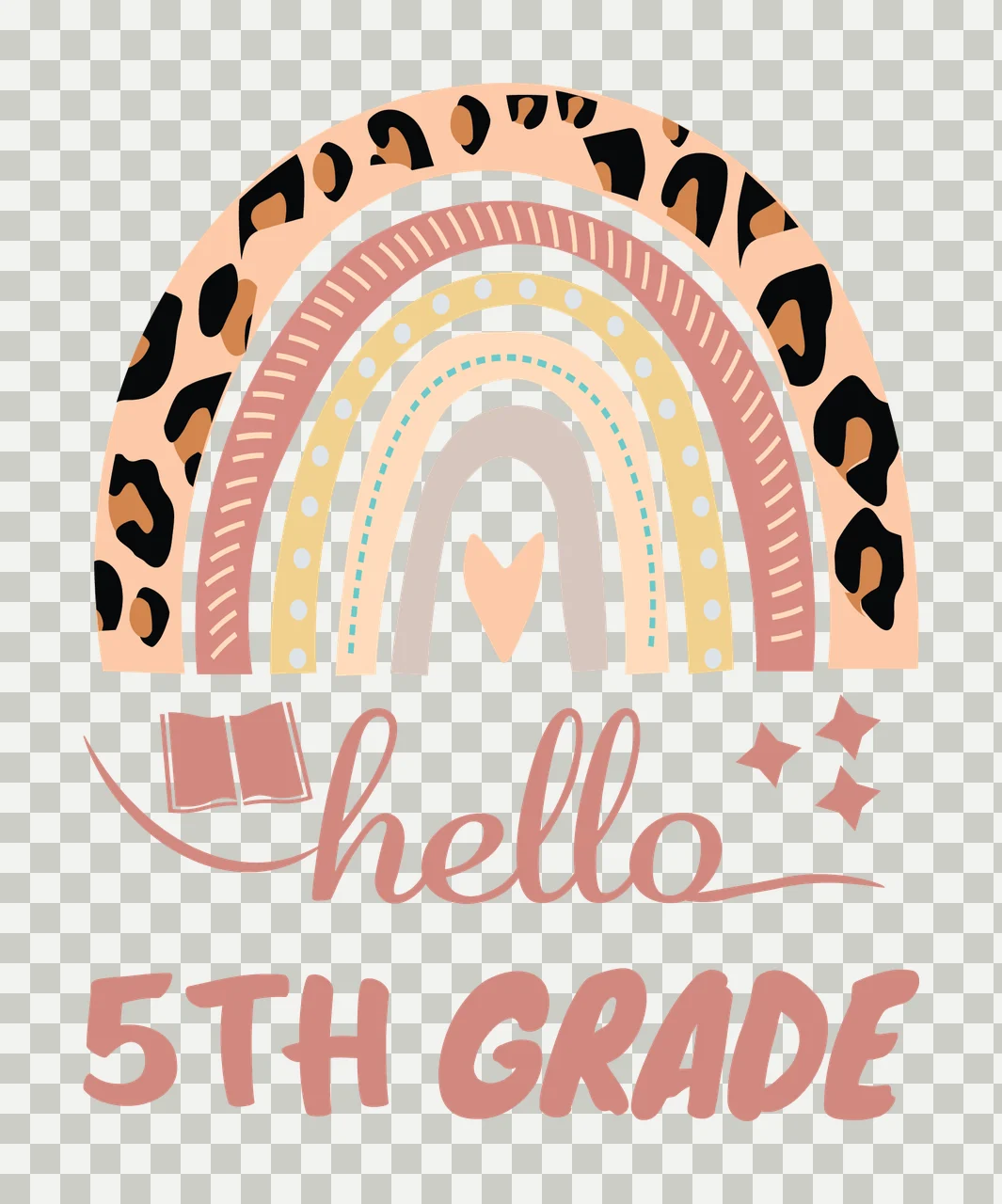 School Hello 5Th Grade Rainbow Star Book heart stars typography transparency and detail preview thumbnail
