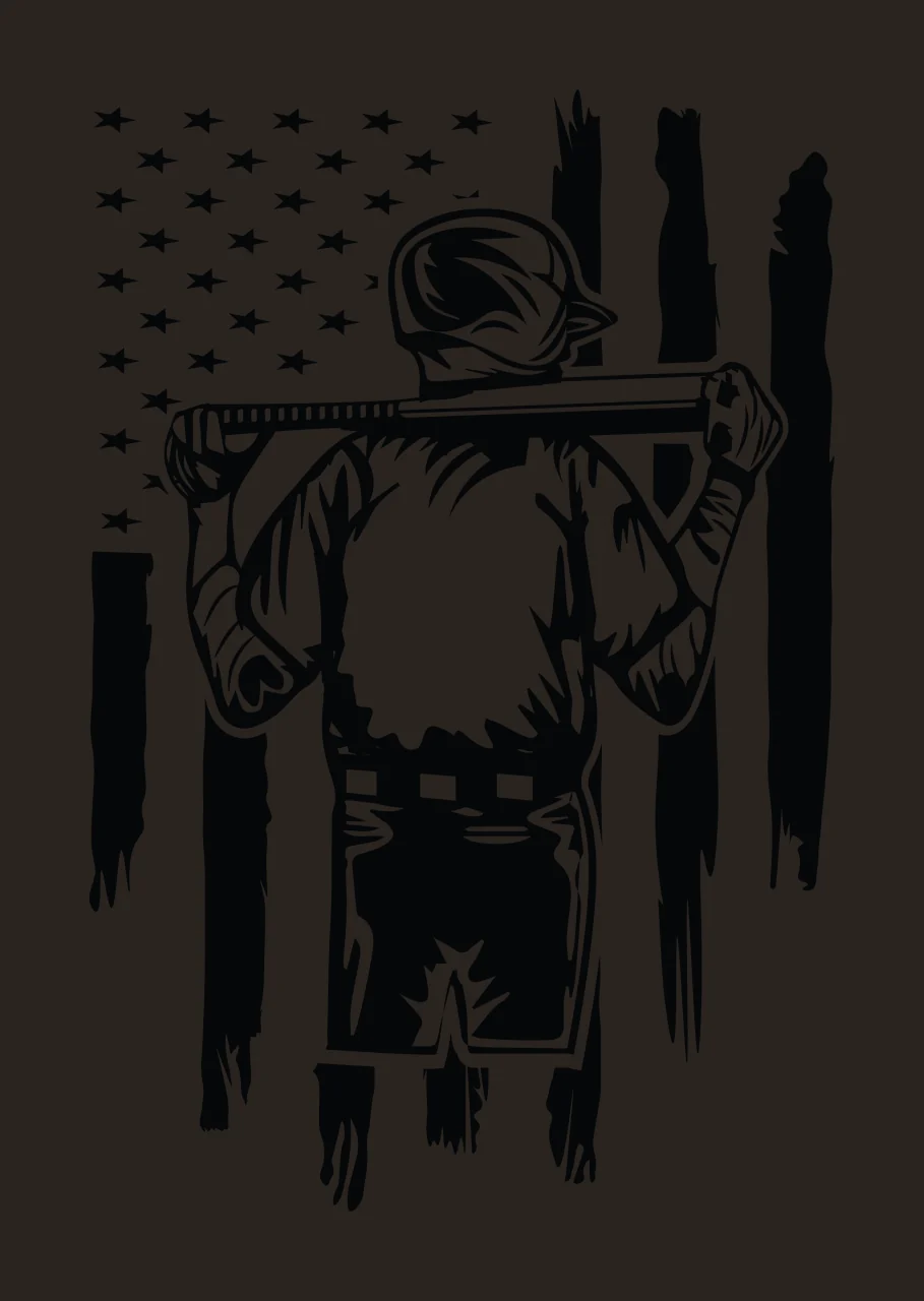 Baseball Player With Bat Against Distressed Flag Graphic standing contrast preview thumbnail