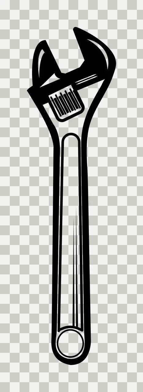 Adjustable Wrench Silhouette Graphic jaw knurled adjustment screw transparency and detail preview thumbnail
