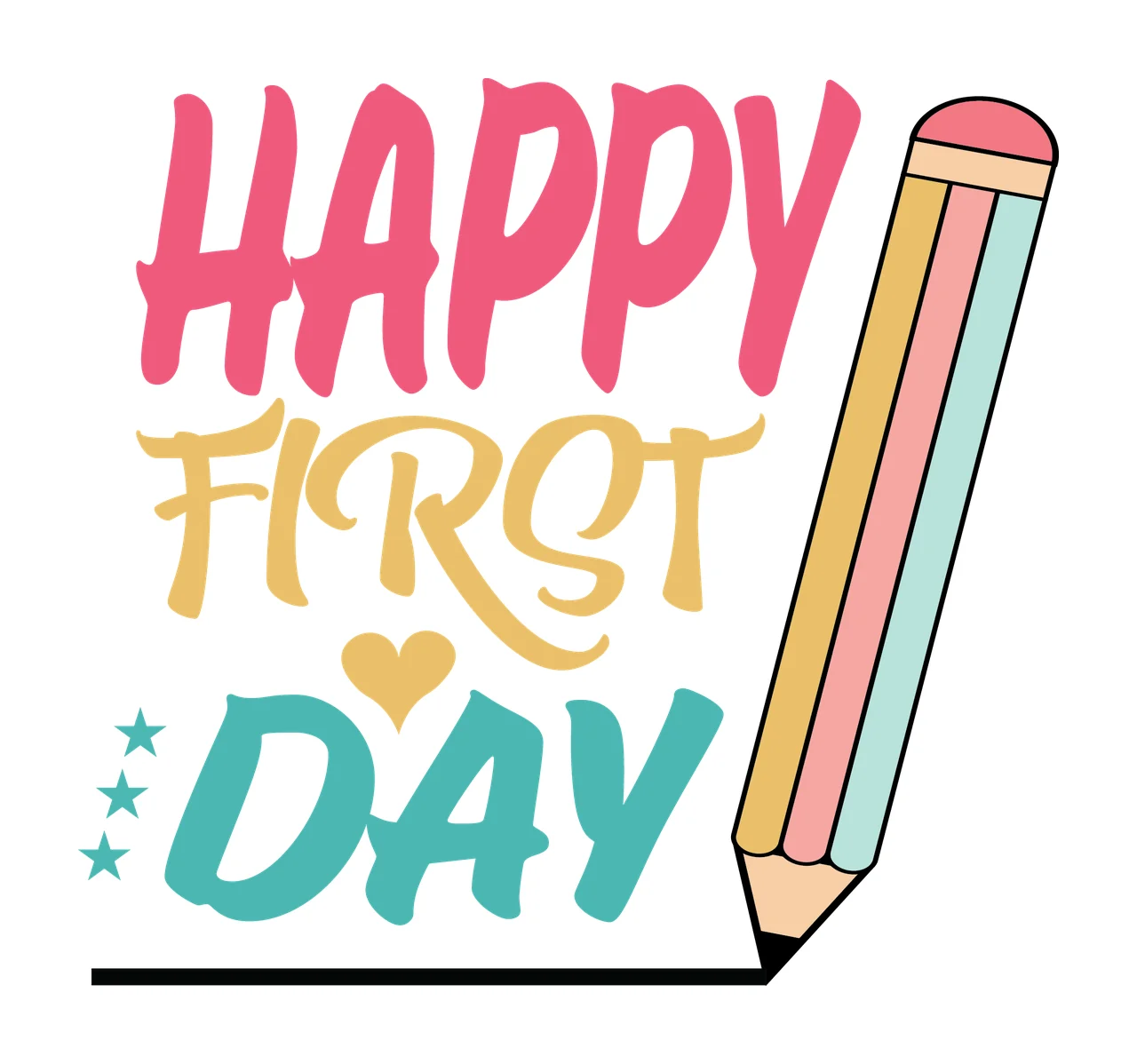 Typographic Graphic Design With Stars And Heart Icon pencil
