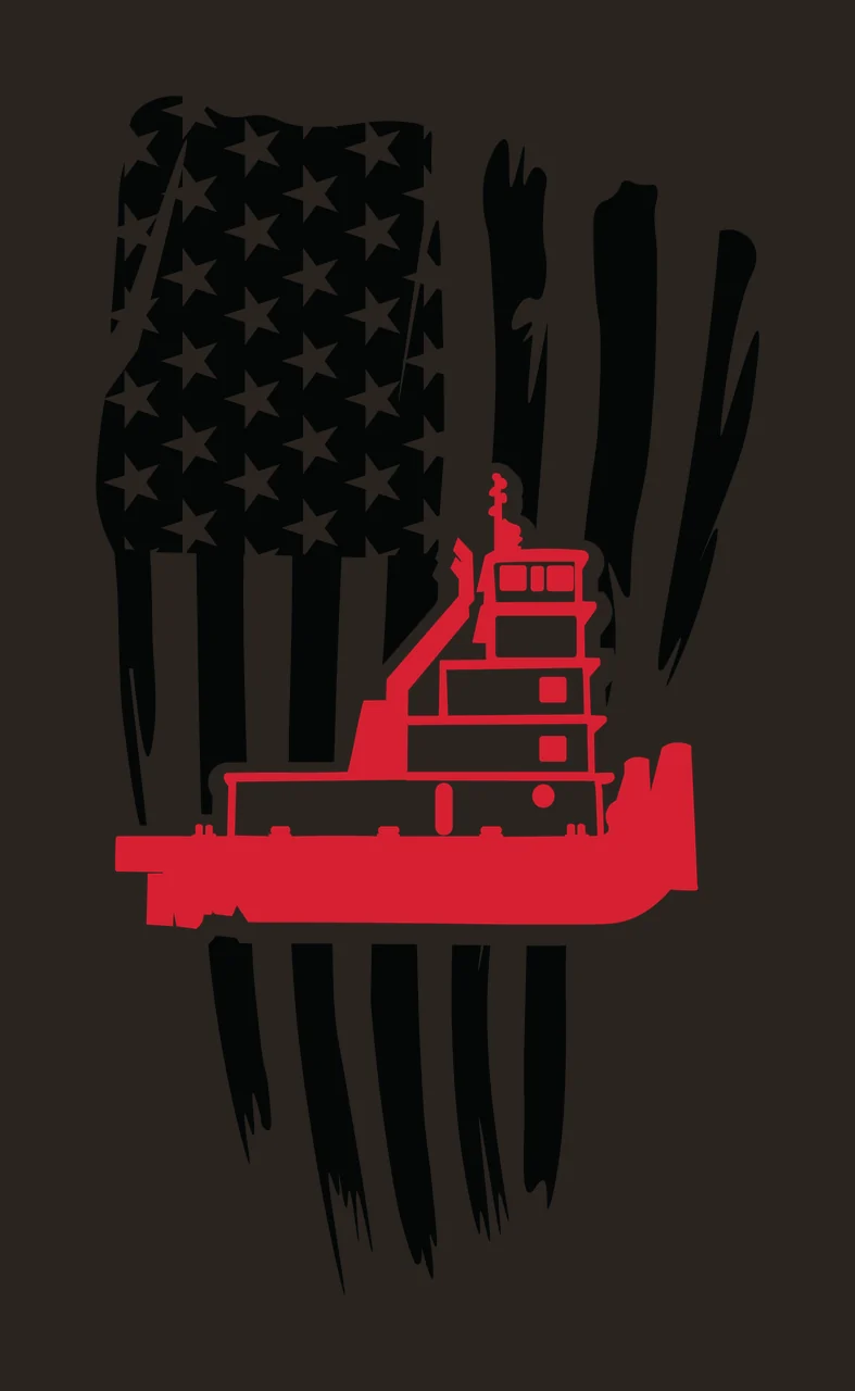 Boat Tugboat Silhouette Over Distressed Flag stationary stars contrast preview thumbnail