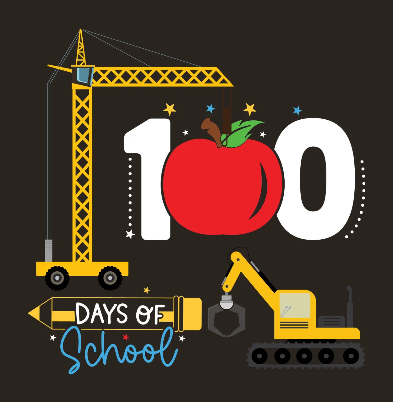 School Construction Graphic equipment lifting crane excavator contrast preview thumbnail