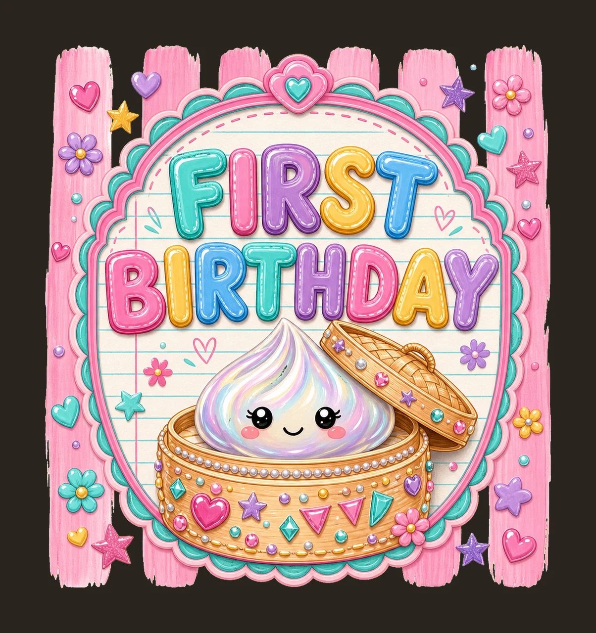 Cute Dumpling Birthday sublimation instant shirt Variation D contrast preview thumbnail