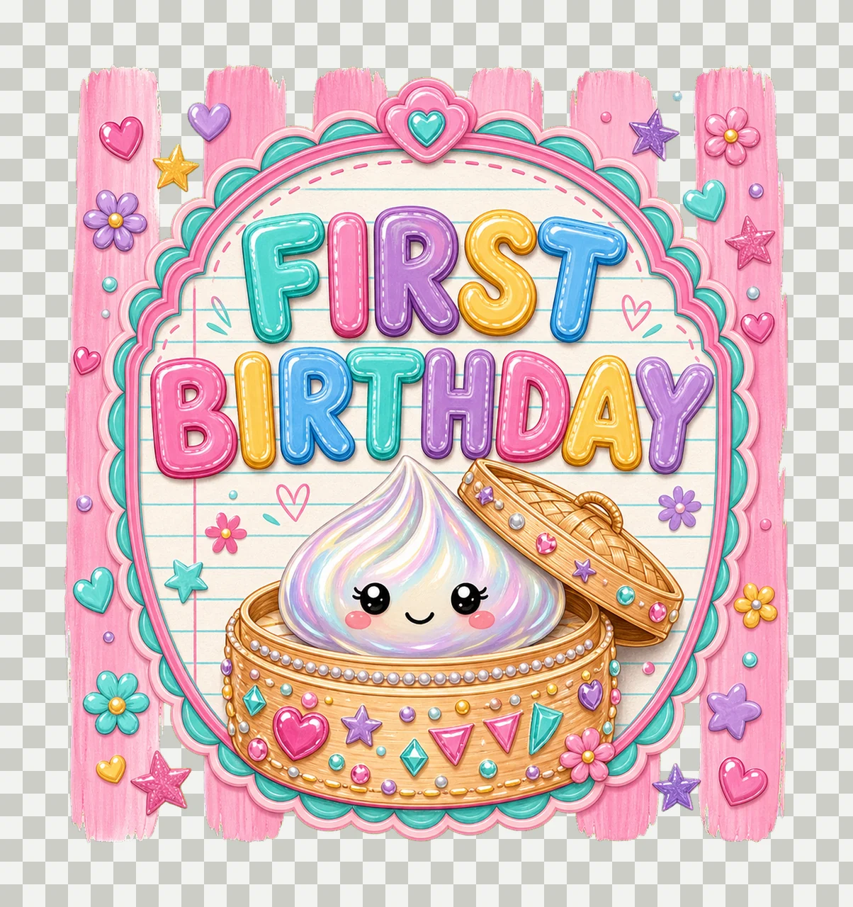 Cute Dumpling Birthday sublimation instant shirt Variation D transparency and detail preview thumbnail