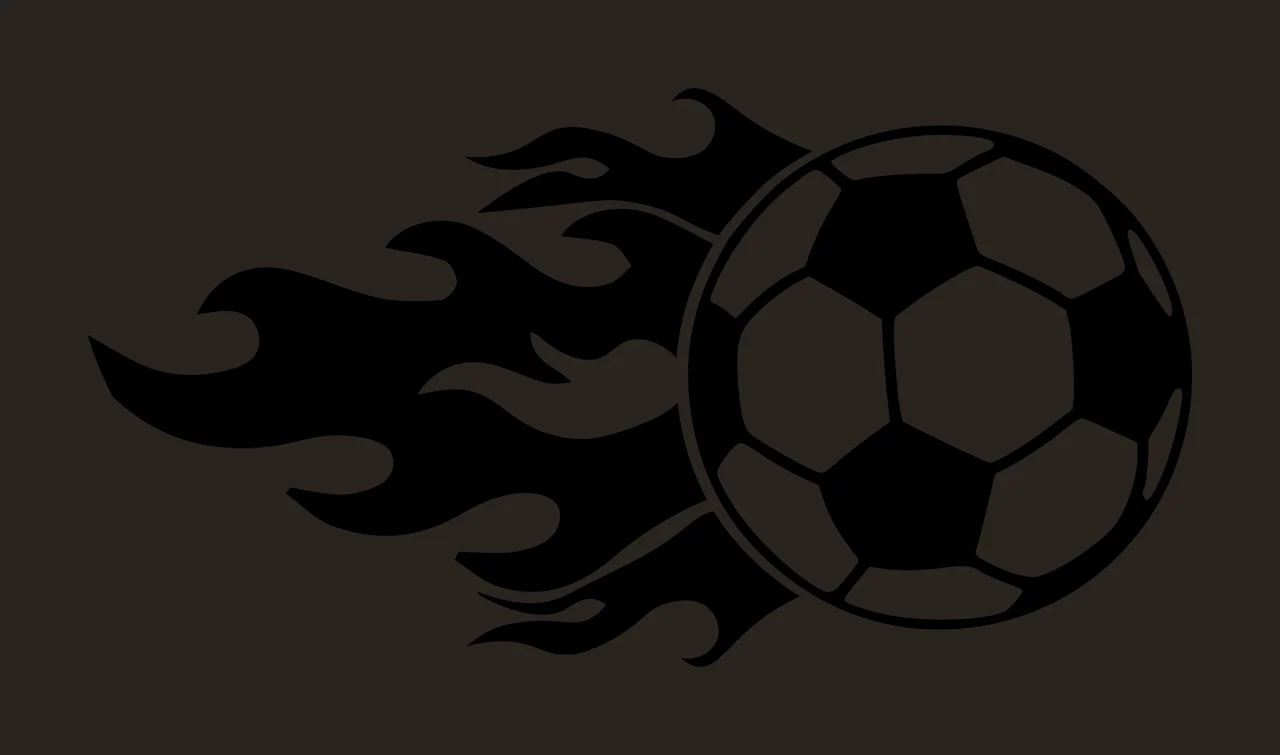 Soccer Ball Silhouette With Trailing Flames moving flame fire contrast preview thumbnail