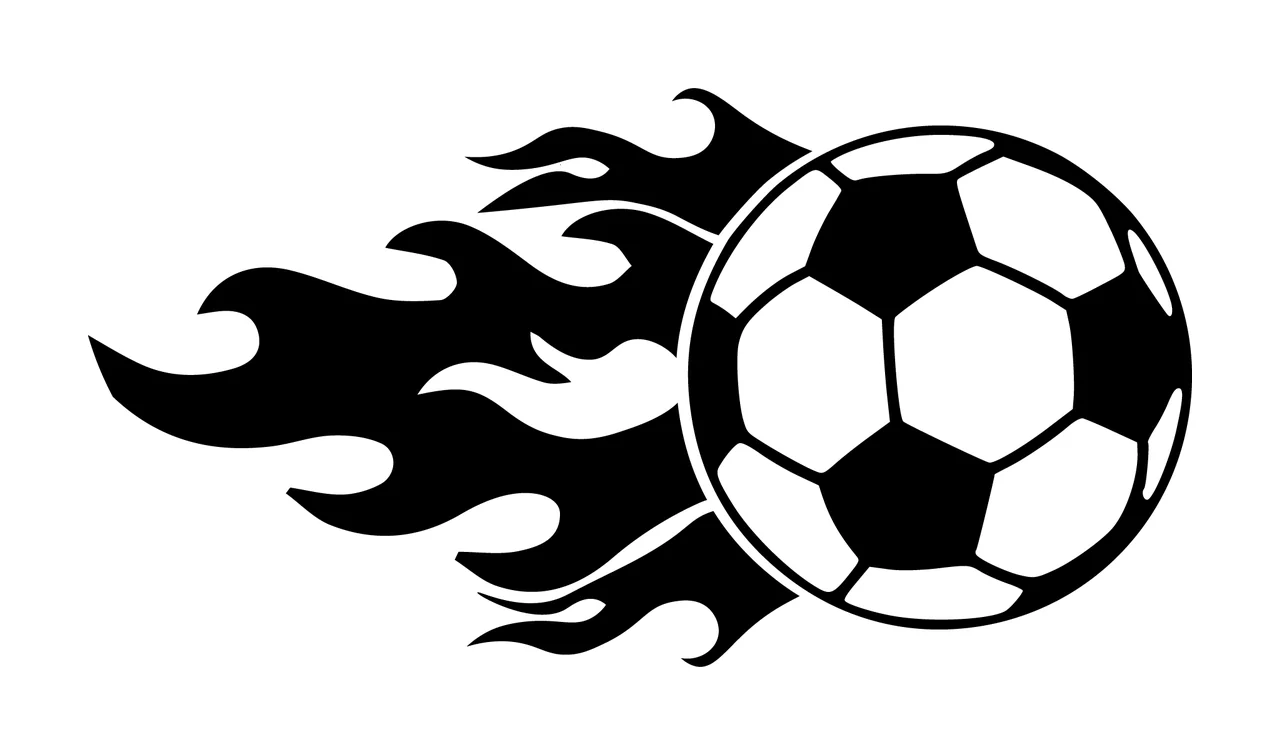 Soccer Ball Silhouette With Trailing Flames moving flame fire