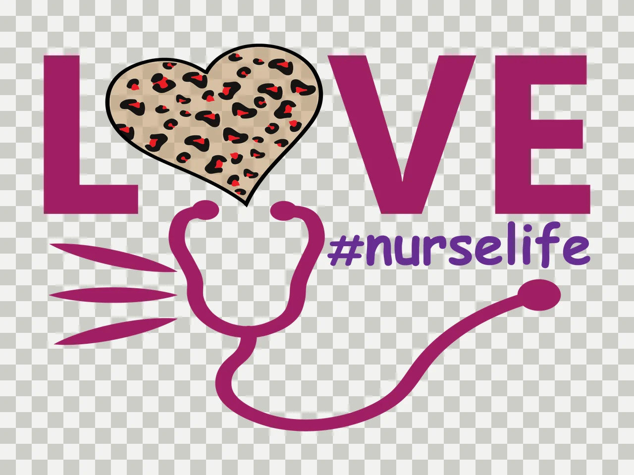 Love Nurselife Text With Stethoscope decorating heart typography transparency and detail preview thumbnail