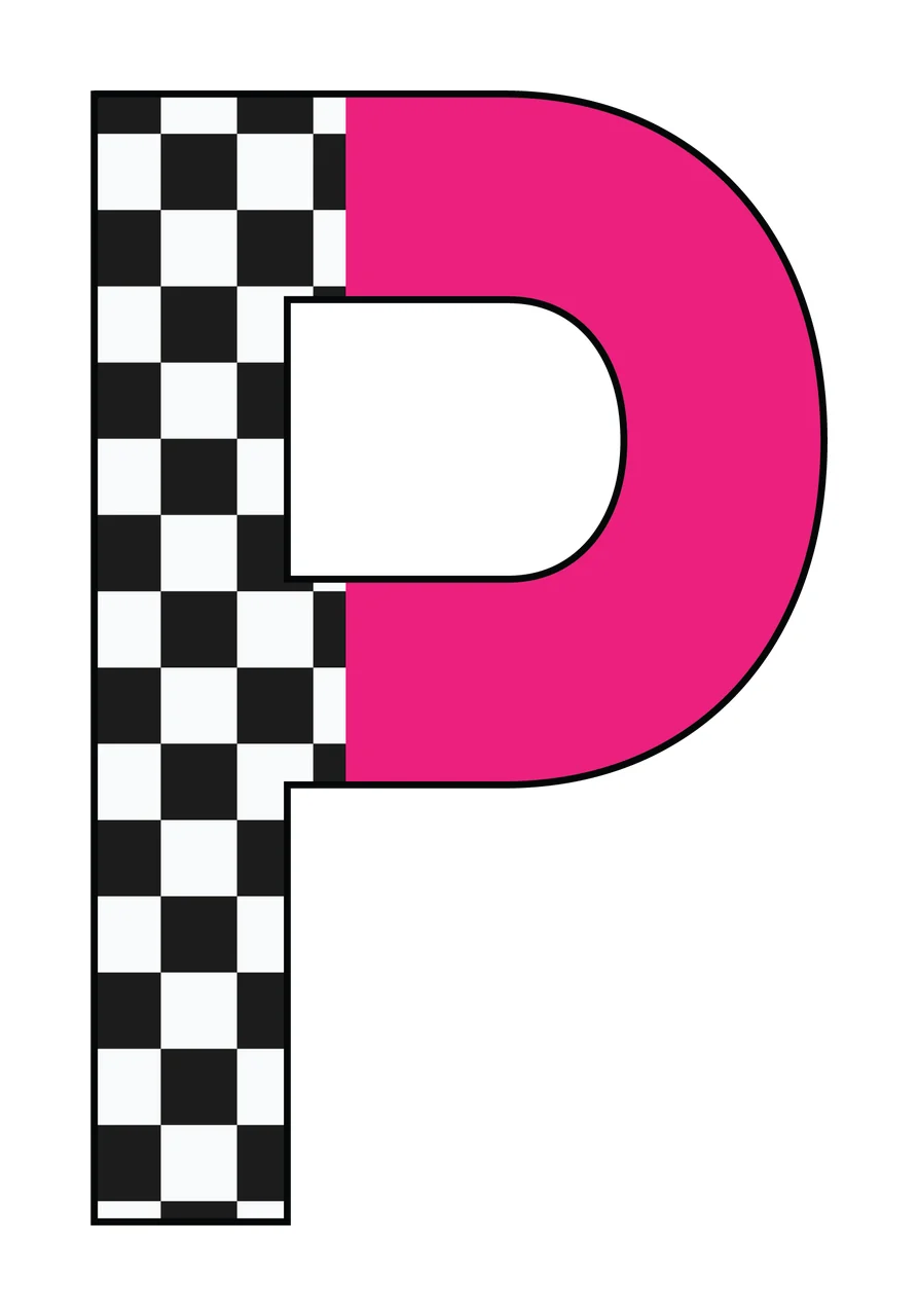 Can Glass Wrap P Pink Checkered Letter