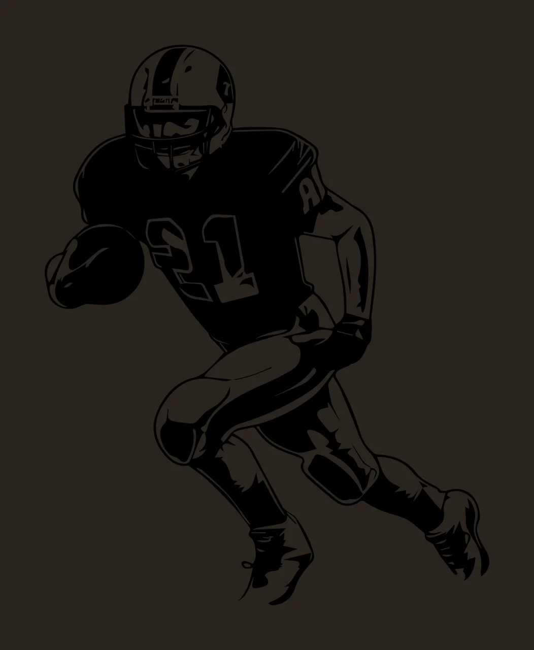 Football Player Running Holding Ball helmet uniform line art contrast preview thumbnail
