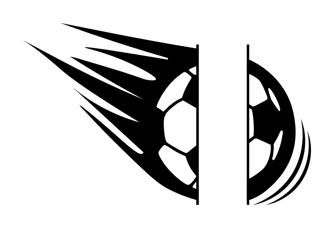 Soccer Ball Silhouette With Speed Lines moving black motion