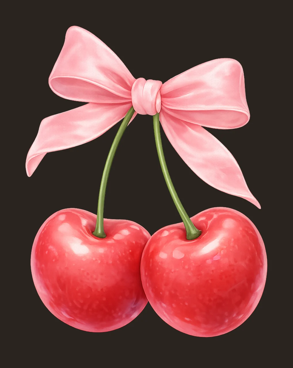 Cherry Bow Coquette Aesthetic Soft Girl Pink Bow Design contrast preview thumbnail