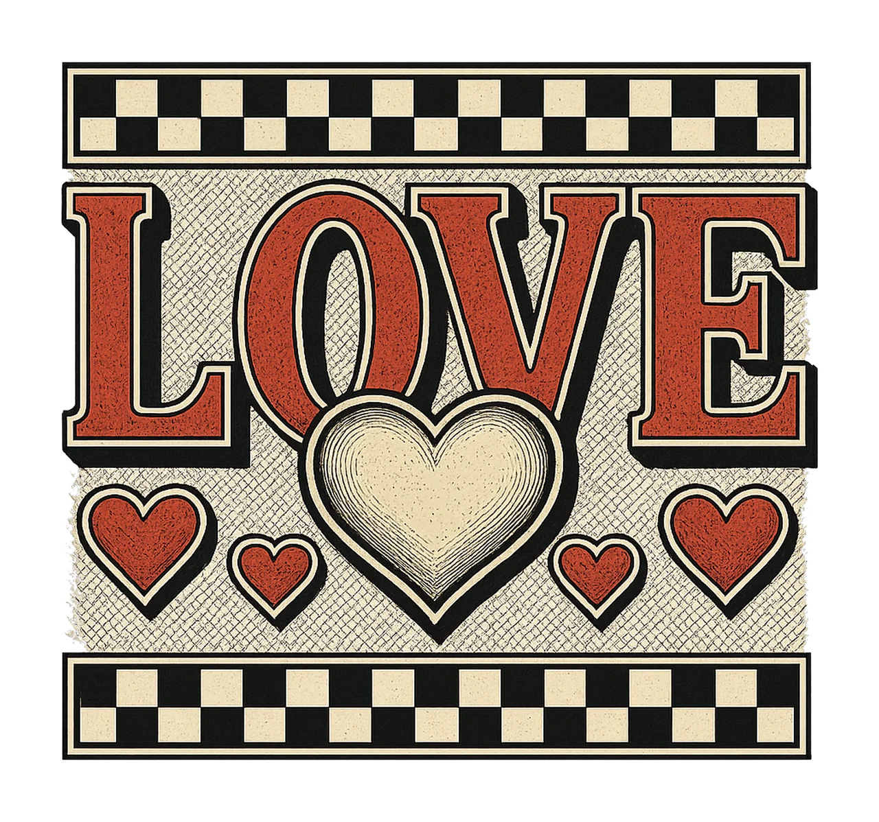 Retro Xoxo Checker Distressed Valentines Day Sticker