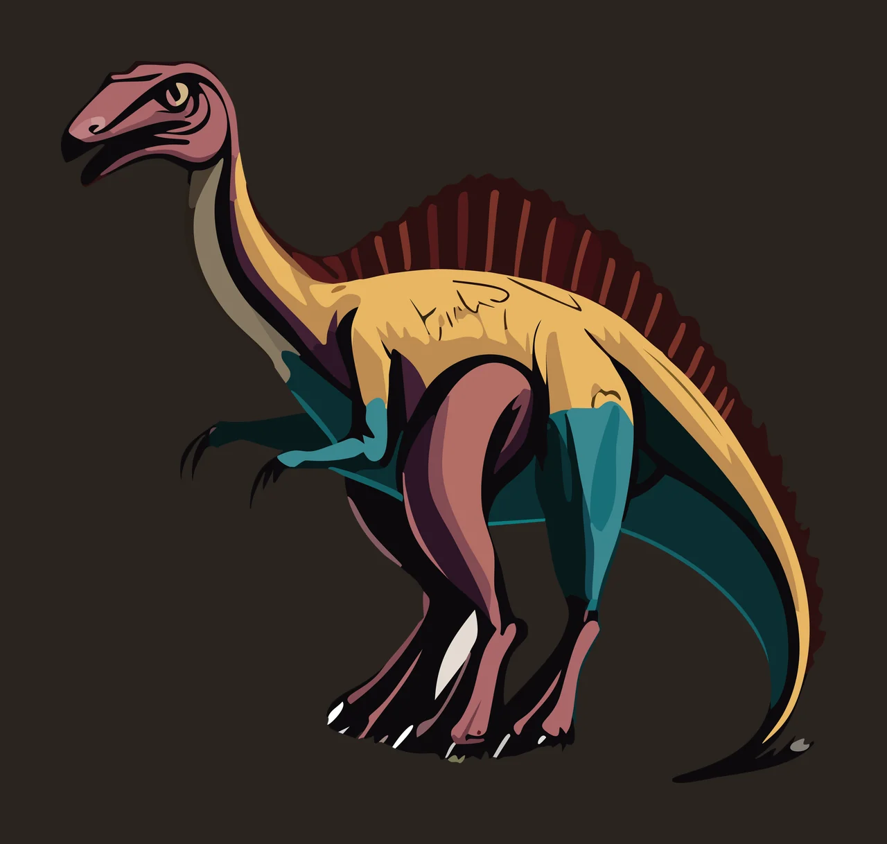 Dinosaur Black Silhouette Of A Sail Backed standing claws minimalist contrast preview thumbnail