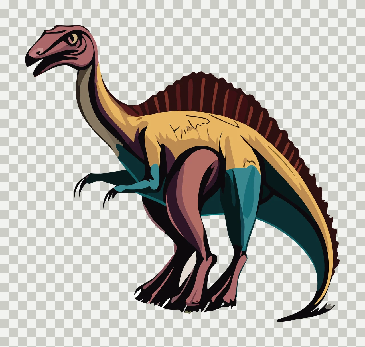 Dinosaur Black Silhouette Of A Sail Backed standing claws minimalist transparency and detail preview thumbnail