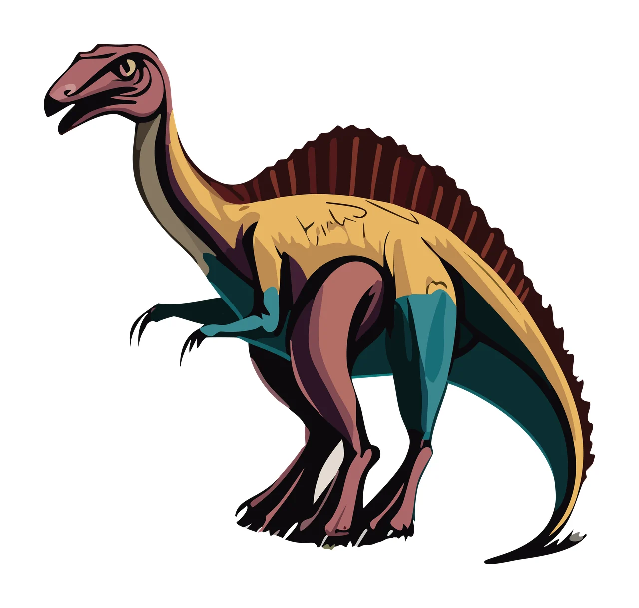 Dinosaur Black Silhouette Of A Sail Backed standing claws minimalist