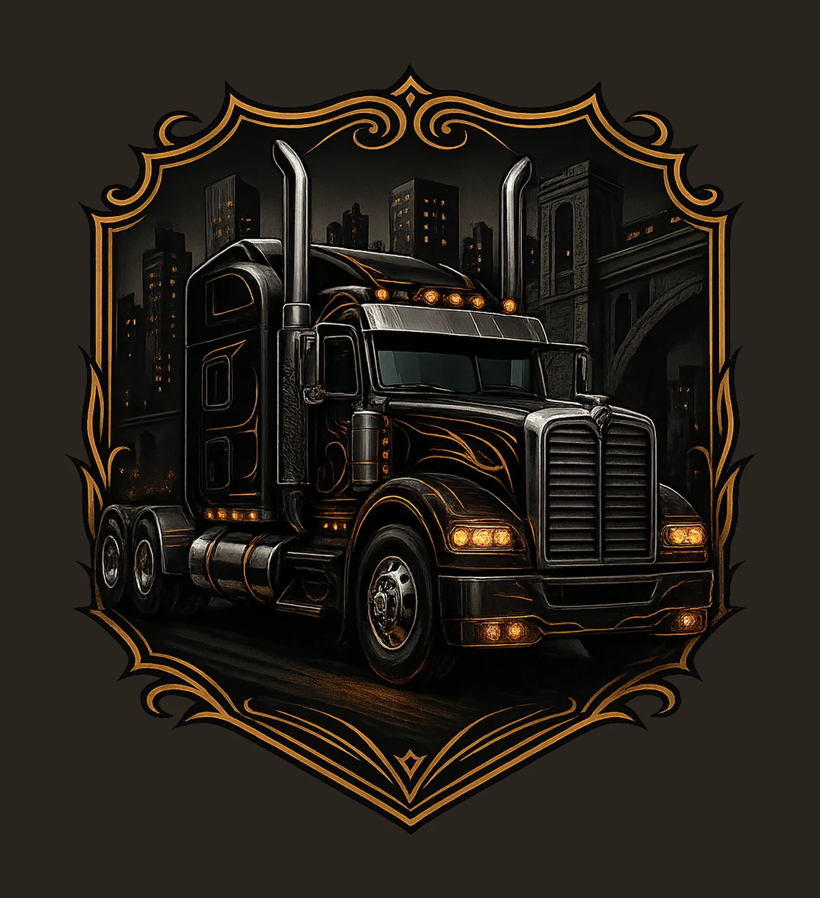Black semi truck tumbler wrap 20oz straight tumbler contrast preview thumbnail
