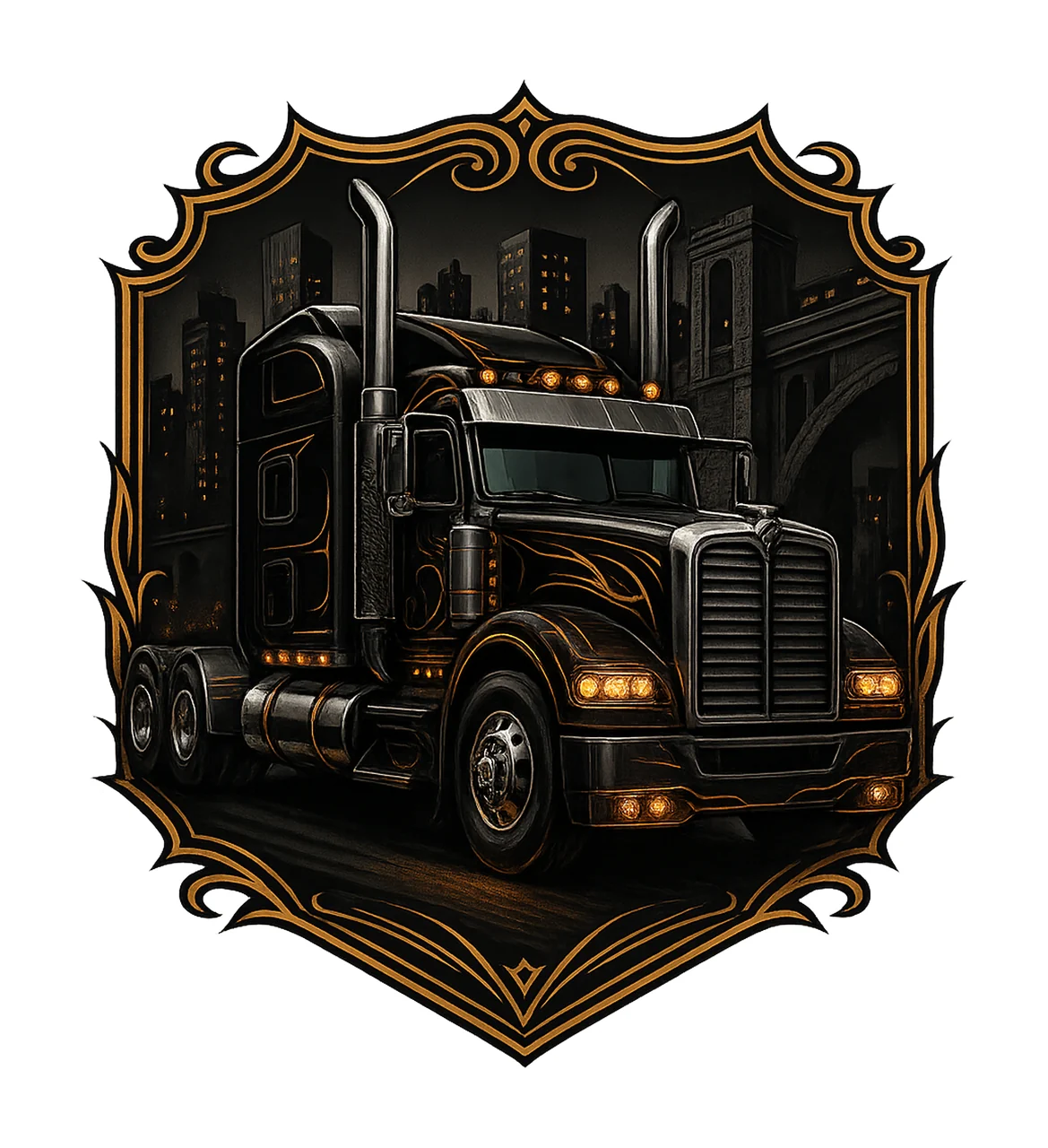 Black semi truck tumbler wrap 20oz straight tumbler