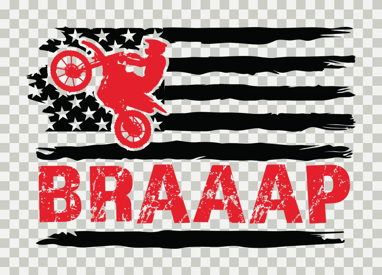 Braaap Flag Motorcycle Performing A Wheelie Over Variation transparency and detail preview thumbnail