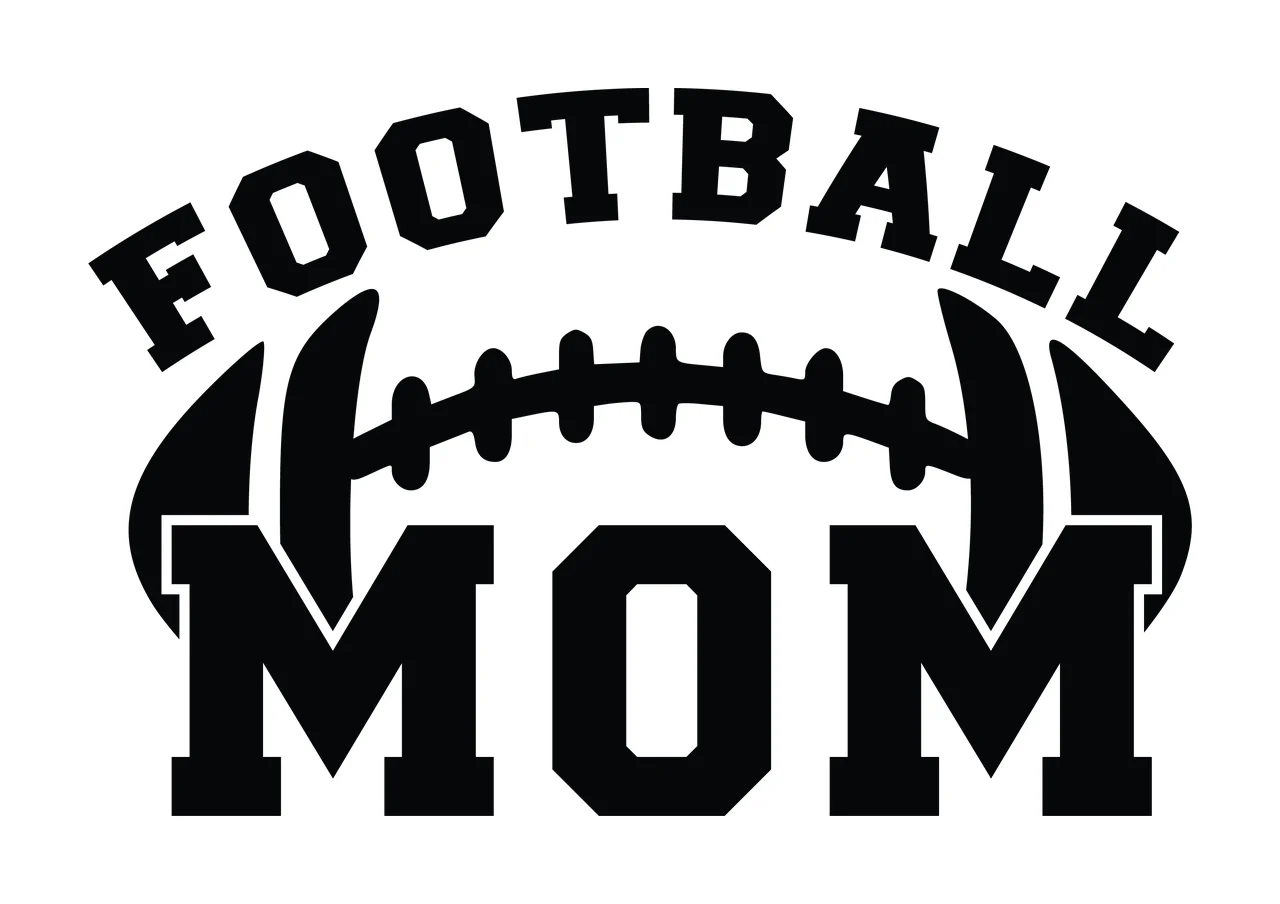 Football Mom Black Text Graphic With American Icon letters