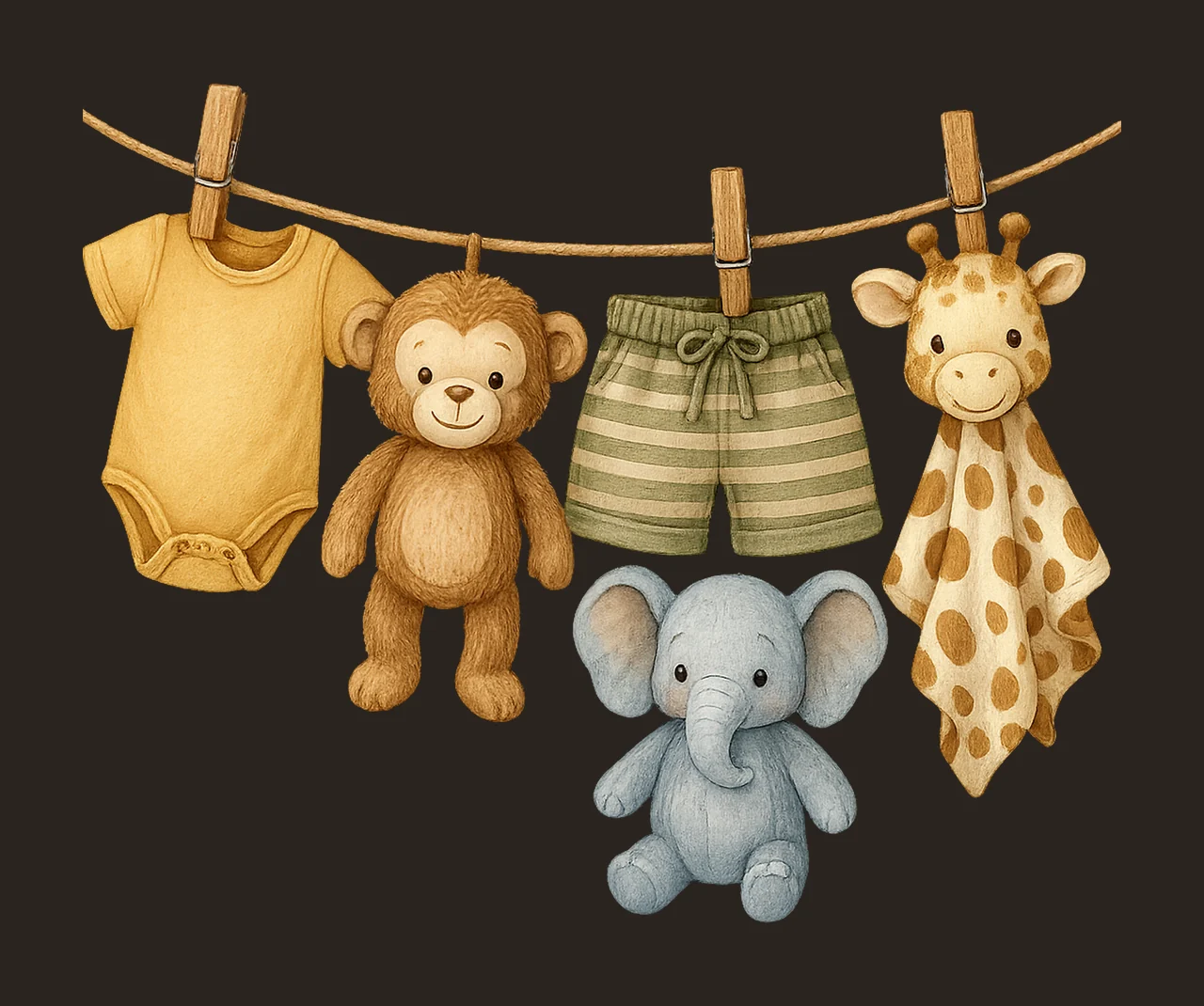 Jungle Baby Clothes Artwork Watercolor Variation A contrast preview thumbnail