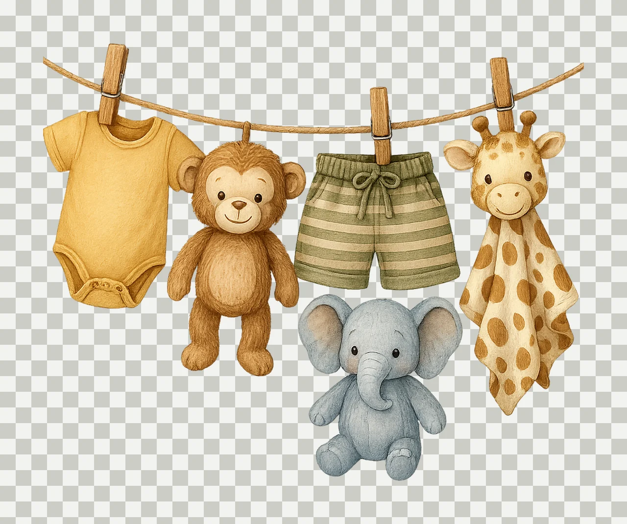 Jungle Baby Clothes Artwork Watercolor Variation A transparency and detail preview thumbnail
