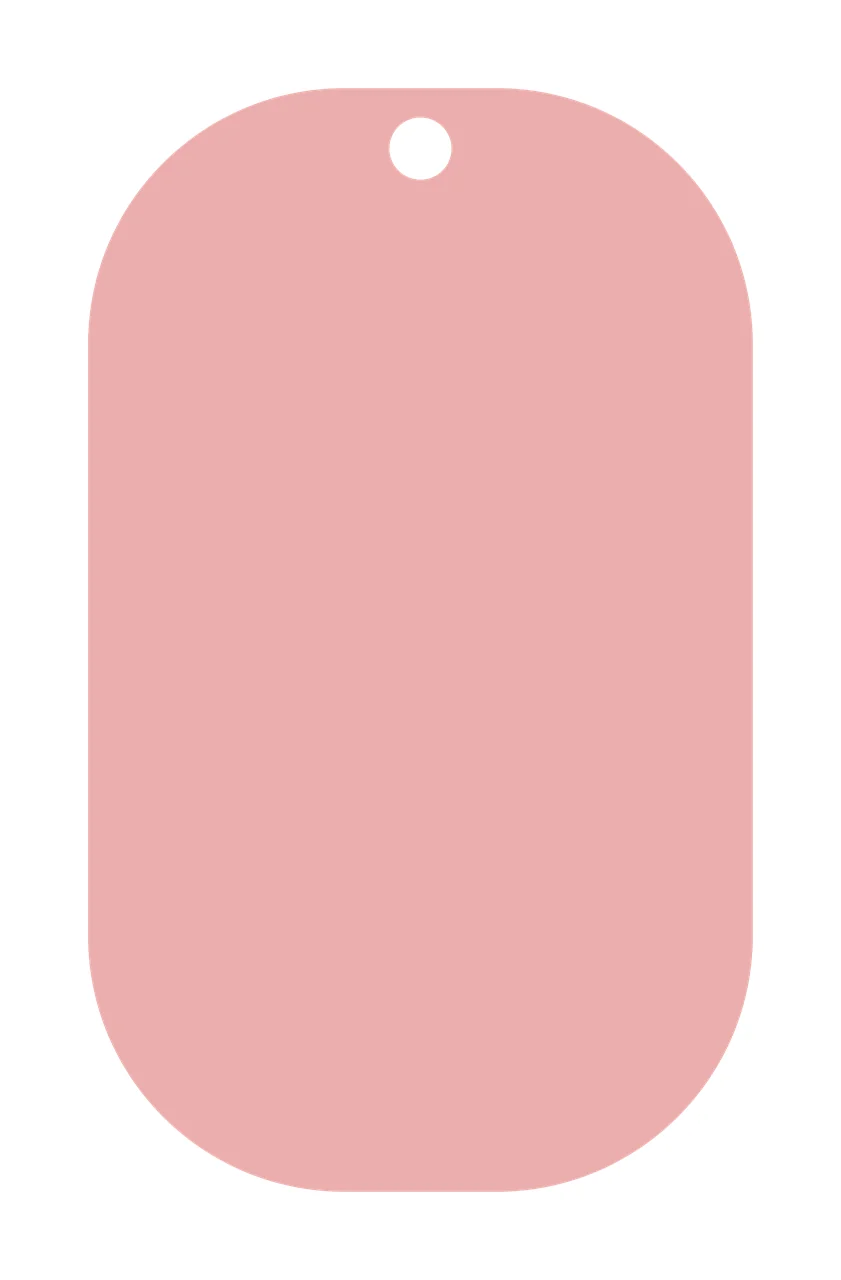 Pink dog tag with white hole
