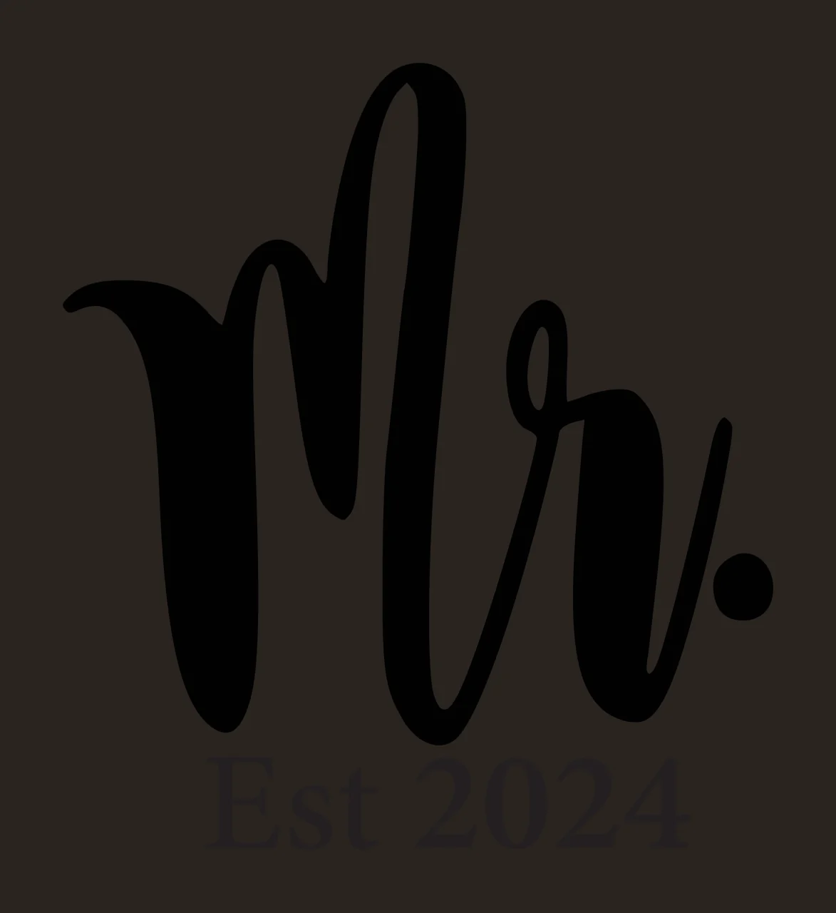 Mr. Est 2024 Typography Design with black cursive 'Mr ' and black serif 'Est 2024' in white contrast preview thumbnail