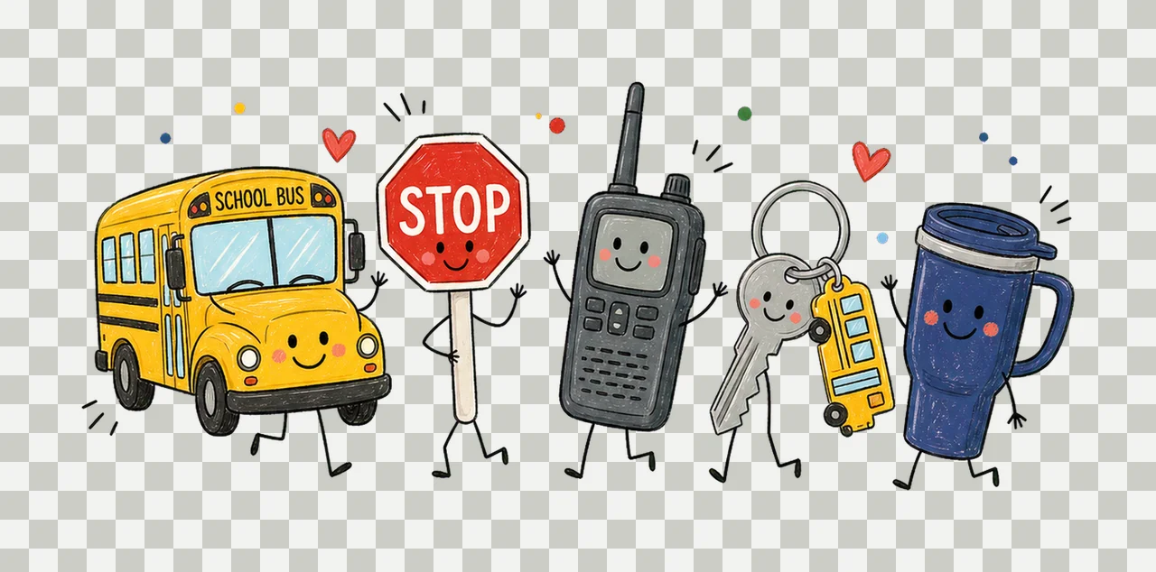 Bus Driver Doodle Character School Bus Driver Variation A transparency and detail preview thumbnail